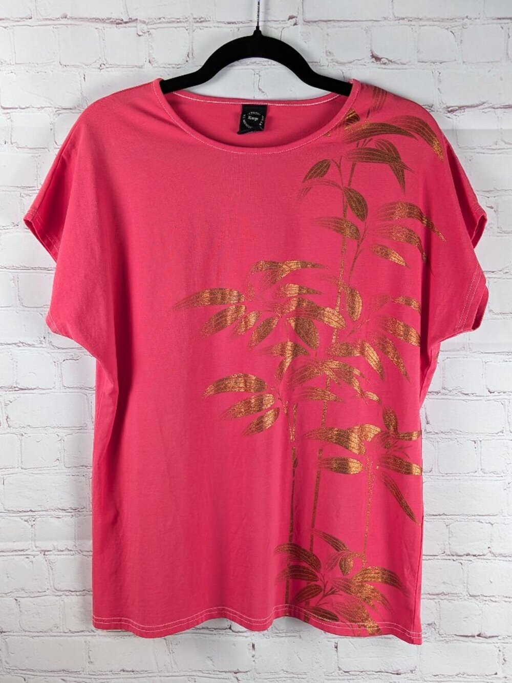 The Met Pink/Gold Bamboo Top XL